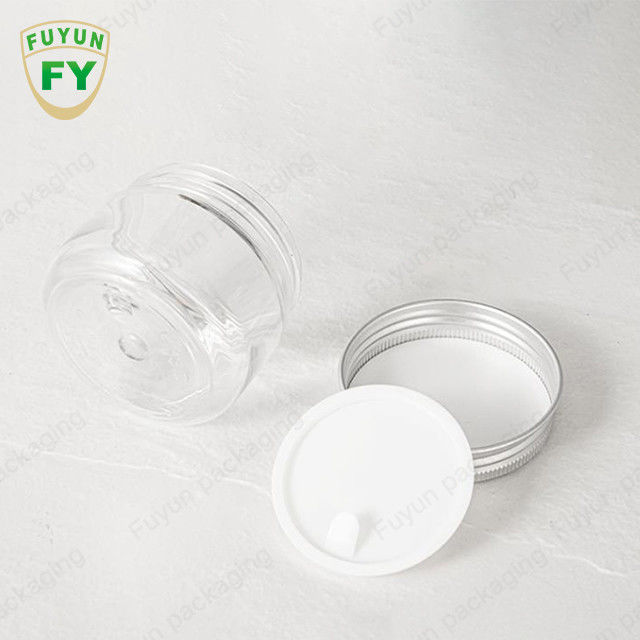 ภาชนะปลอดสาร BPA ที่เก็บอาหารพลาสติก PET คุกกี้ใสขวดกลมพร้อมฝาปิดสำหรับบรรจุภัณฑ์ขนม