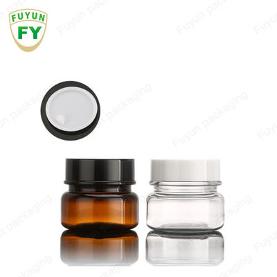 ขวดเครื่องสำอาง PET พลาสติกสีเหลืองอำพันหรูหรา 30g 50g สำหรับครีมทาหน้า