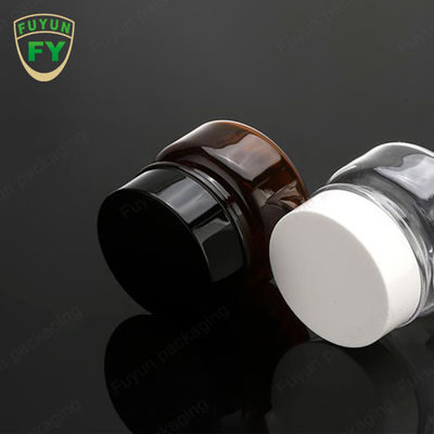 ขวดเครื่องสำอาง PET พลาสติกสีเหลืองอำพันหรูหรา 30g 50g สำหรับครีมทาหน้า