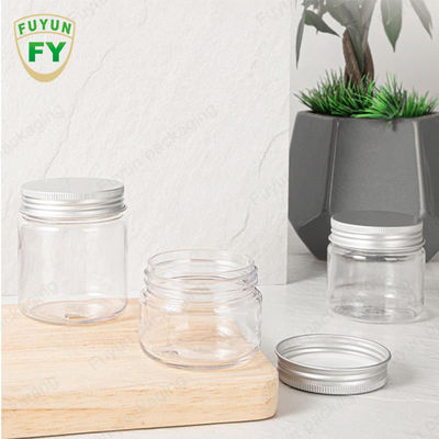 ภาชนะปลอดสาร BPA ที่เก็บอาหารพลาสติก PET คุกกี้ใสขวดกลมพร้อมฝาปิดสำหรับบรรจุภัณฑ์ขนม