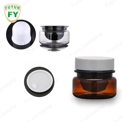 ขายส่งเครื่องสำอางบรรจุภัณฑ์อาหาร 30ml สีเหลืองอำพันสัตว์เลี้ยงสีดำขวดครีมเครื่องสำอางพลาสติกที่มีฝาปิดสีขาวสีดำ
