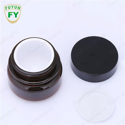 ขายส่งเครื่องสำอางบรรจุภัณฑ์อาหาร 30ml สีเหลืองอำพันสัตว์เลี้ยงสีดำขวดครีมเครื่องสำอางพลาสติกที่มีฝาปิดสีขาวสีดำ