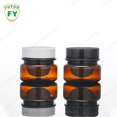 ขายส่งเครื่องสำอางบรรจุภัณฑ์อาหาร 30ml สีเหลืองอำพันสัตว์เลี้ยงสีดำขวดครีมเครื่องสำอางพลาสติกที่มีฝาปิดสีขาวสีดำ
