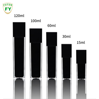 Fuyun 15 ml/30 ml/60 ml/100 ml/120 ml/15g/30g/50g/100g สีดำใสรูปสี่เหลี่ยมผืนผ้าพลาสติกอะคริลิคขวดผนังคู่