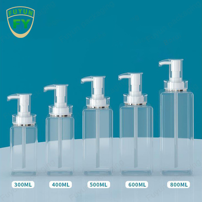 ขวดปั๊มแชมพูทรงสี่เหลี่ยมสีขาวใส 300ml 400ml 600ml 800ml